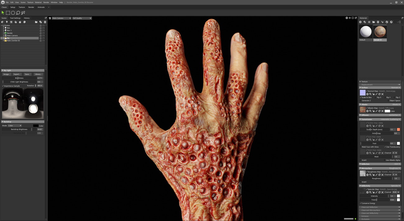 Download Marmoset toolbag zombie hand model